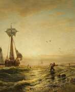 Eduard Hildebrandt. Eduard Hildebrandt. Landing Fishing Boats in the Evening Light