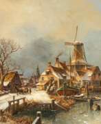 Йоханнес Варфоломей Дунце. Johannes Bartholomäus Duntze. Dutch Village on the Frozen River