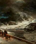 Освальд Ахенбах. Oswald Achenbach. Travellers in Winter Night on the Great St. Bernard Pass