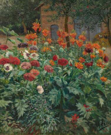 Adolf Lins. Farm Garden with Blooming Poppies - Foto 1