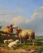 Эжен Жозеф Вербукховен. Eugène Verboeckhoven. Wide Field Landscape with Sheep and Chickens