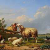 Eugène Verboeckhoven. Wide Field Landscape with Sheep and Chickens - Foto 1