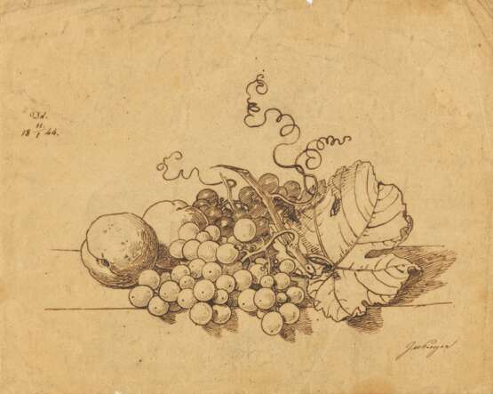 Johann Wilhelm Preyer. Still Life with Grapes and Peaches - Foto 1