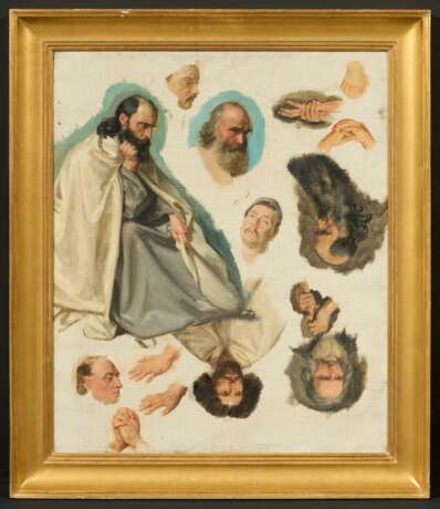 Paul Delaroche. Study of a Sitting Man alongside Studies of Heads and Hands - photo 2