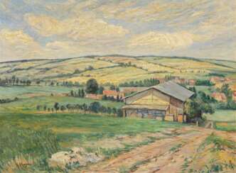 Theodor Joseph Hagen. Wide Field Landscape with Farmstead