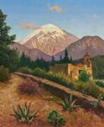 Август Лор. August Lohr. Mountain Landscape in Mexico with Popocatepetl