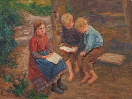 Friedrich Kallmorgen. Reading Children in the Garden - фото 1