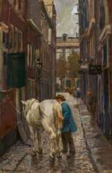Friedrich Kallmorgen. White Horse in an Amsterdam Alley
