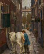 Фридрих Кальморген. Friedrich Kallmorgen. White Horse in an Amsterdam Alley
