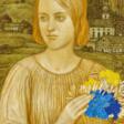 Matthäus Schiestl. Girl with Flower Basket in Front of Franconian Village Landscape - Архив аукционов