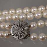 Perlenkette mit Brillantschließe - Foto 3