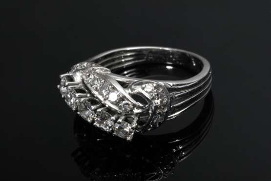 Midcentury Weißgold 750 Ring mit Brillanten und Achtkantdiamanten (zus. ca. 0.95ct/VSI-SI/W-TCR), 6,6g, Gr. 56 - photo 3