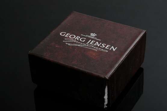 Paar Georg Jensen Silber 925 Manschettenknöpfe, glatte Oberfläche mit kleinem Knopf in der Mitte, Original Box, 18,2g, 22x16 - фото 3