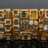 Midcentury Gelbgold 750 Armband aus 9 geometrisch abstrahierten Gliedern mit Brillanten (zus. ca. 1.20ct/VSI-SI/W), Saphiren, Rubinen und Smaragden, 97,4g, L. 17,9cm - photo 5