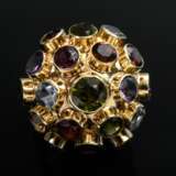 Gelbgold 585 "Sputnik" Ring mit Amethysten, Topasen, Turmalinen und Granaten, 4g, Gr. 53 - Foto 3