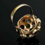Gelbgold 585 "Sputnik" Ring mit Amethysten, Topasen, Turmalinen und Granaten, 4g, Gr. 53 - Foto 4