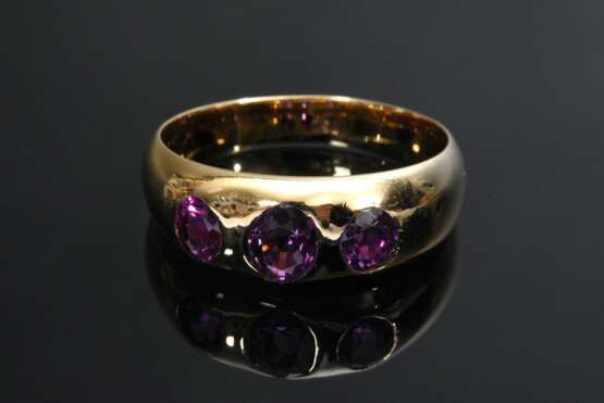 Klassischer Gelbgold 750 Ring mit 3 Amethysten, 6,5g, Gr. 57 - фото 3