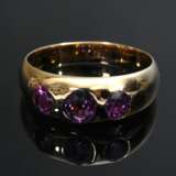 Klassischer Gelbgold 750 Ring mit 3 Amethysten, 6,5g, Gr. 57 - фото 3