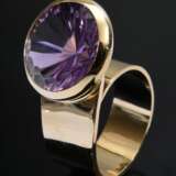 Moderner Roségold 750 Ring mit großem Amethyst (Ø 15mm) in offener Spiralringschiene, 13,5g, Gr. 60 - фото 1