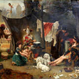 DELFONS, C. (Maler der 2. Hälfte des 19. Jahrhundert, wohl München), "Schausteller hinter dem Vorhang", Szene nach Ludwig Knaus 1880, - photo 1