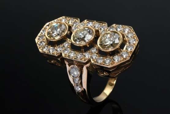 Gelbgold 585 Ring im Art Deco Stil mit Brillanten (zus. ca. 5.32ct/VSI-P/TC-C(M-O)) 11,3g, Gr. 60 - photo 2
