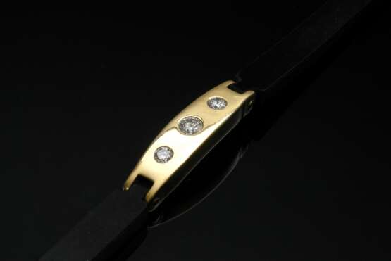 Girotto Kautschuk Armband mit Gelbgold Elementen und Brillanten (zus. ca. 0.40ct/SI-P1/W-TCR), 12g, L. 19cm - Foto 4