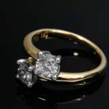 Gelbgold 750 "Toi et Moi" Ring mit zwei Brillanten (zus. ca. 0.88ct/VSI/W) in Weißgold gefasst, 6,3g, Gr. 54 - Foto 3