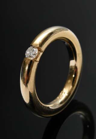 Gelbgold 750 Ring mit Brillant (ca. 0.17ct/SI/W), polierte Oberfläche, 11g, Gr. 55 - Foto 1