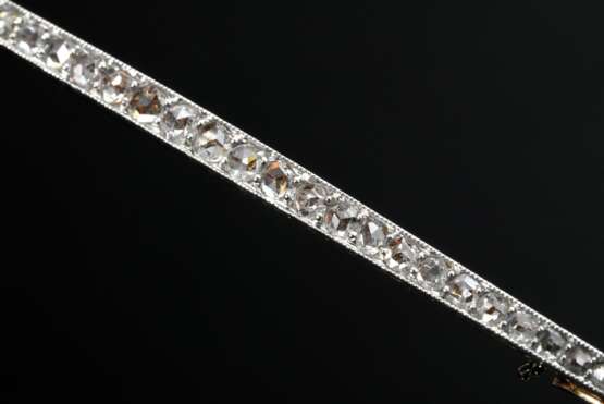 Elegante Gelbgold 585 Stabnadel mit Diamantrosenleiste (zus. ca. 0.20ct/SI-P1/W-TCR) in Platin gefasst, 3,6g, L. 6,4cm - Foto 3