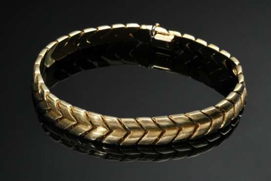 Gelbgold 585 Gliederarmband aus Pfeilelementen mit gebürsteter Oberfläche, 16,1g, L. 19,2cm - photo 1