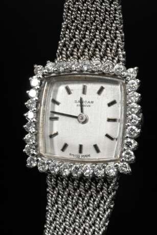 Weißgold 750 Sarcar Armbanduhr, Handaufzug mit Brillantlunette (zus. ca. 0.96ct/VSI/W), 38,5g, L. 16,7cm, gangbar (keine Garantie auf Werk und Funktionalität) - Foto 1