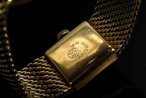 Gelbgold 585 Damenarmbanduhr RoMe an breitem Milanaisearmband, Handaufzug, 38,5g, L. 16,8cm, gangbar (keine Garantie auf Werk und Funktionalität) - photo 4