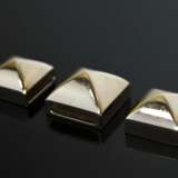 3 Hermès Twilly Tuchringe "Pyramid Medor", Metall vergoldet, 1,8x1,8cm, in Original Beutel und Box, min. Gebrauchsspuren - Foto 2