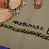 Hermès Seiden Carré "Chasses Exotiques" in fuchsia, Entw.: Philippe Ledoux 1980, gerollter Rand, 90x90cm, leichte Tragespuren - Foto 3