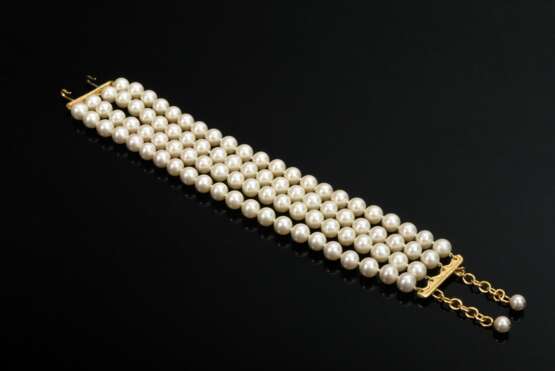 Vierreihiges Chanel "Faux-Perles Collier de Chien" mit verstellbarer Doppelschließe, Metall vergoldet, L. -37,5cm, Original Box - фото 2
