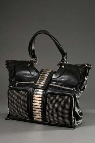 Balenciaga Handtasche "Studded Chrome Messenger Bag", Leder mit Nieten, Entw.: Nicolas Ghesquiere 2007, 37x44cm, mit Staubbeutel, sehr guter Zustand - photo 5