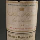 Flasche 1944 Château d´Yquem, Lur Saluces, Sauternes, Süßwein, Gironde, Schloßabfüllung, 0,75l, ts, Etikett und Kapsel etwas beschädigt - photo 2