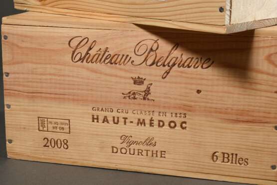 12 Flaschen 2008 Château Belgrave, Bordeaux, Haut-Medoc, Rotwein, 0,75l, in 2 Original Holzkisten, konstante Kellerlagerung - фото 5