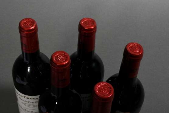 5 Flaschen 1993 Chateau Cheval Blanc, Rotwein, Bordeaux, St Emilion, 0,75l, hf, durchgehend sehr gute Kellerlagerung, Etiketten und Kapsel beschädigt - photo 4
