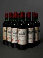 12 Flaschen 1978 Chateau Grand-Puy-Lacoste, Bordeaux, Pauillac, Rotwein, 0,75l, ts - in, durchgehend gute Kellerlagerung, Etiketten und Kapseln beschädigt