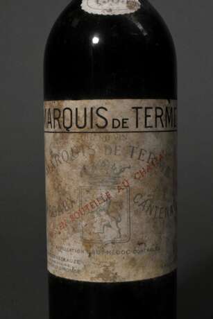 Flasche 1955 Chateau Marquis de Terme, Rotwein, Bordeaux, Margaux Cantenac, 0,75l, hs, durchgehend gute Kellerlagerung, Etikett und Kapsel beschädigt - фото 2