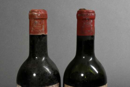 2 Flaschen 1955 Chateau Mouton Rothschild, Georges Braque, Rotwein, Bordeaux, Pauillac, 0,75l, ls/ms, durchgehend gute Kellerlagerung, Etiketten beschädigt - photo 3
