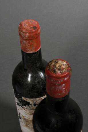 2 Flaschen 1955 Chateau Mouton Rothschild, Georges Braque, Rotwein, Bordeaux, Pauillac, 0,75l, ls/ms, durchgehend gute Kellerlagerung, Etiketten beschädigt - photo 4