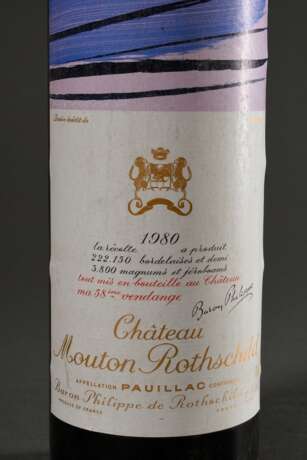 Flasche 1980 Château Mouton Rothschild, Bordeaux, Pauillac, Rotwein, 0,75l, Design Hans Hartung, konstante Kellerlagerung - photo 2