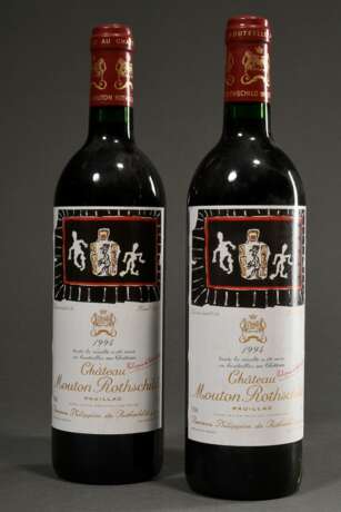 2 Flaschen 1994 Château Mouton Rothschild, Bordeaux, Pauillac, 0,75l, Design Karel Appel, konstante Kellerlagerung - photo 1