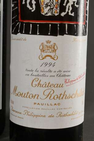 2 Flaschen 1994 Château Mouton Rothschild, Bordeaux, Pauillac, 0,75l, Design Karel Appel, konstante Kellerlagerung - фото 2