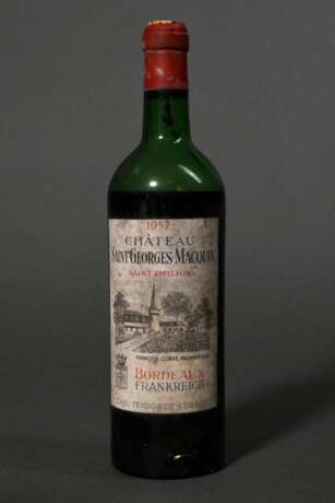 Flasche 1957 Chateau Saint Georges Macquin, Rotwein, Bordeaux, St. Emilion, 0,75l, ms, durchgehend gute Kellerlagerung, Etikett und Kapsel beschädigt - photo 1