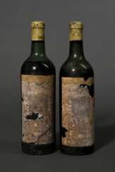 2 Flaschen 1955 Chateau Talbot, Rotwein, Bordeaux, Saint Julien, 0,75l, ms, durchgehend gute Kellerlagerung, Etiketten und Kapseln beschädigt