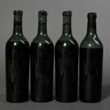 4 Flaschen 1950er (?), Rotwein, Bordeaux, 0,75l, hs-ts, durchgehend gute Kellerlagerung, Etiketten fehlen, Kapseln beschädigt - Foto 1