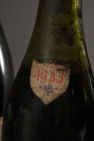 6 Flaschen 1953 Chambolle Musigny, Paul Bouchard & Cie., Rotwein, Burgund, 0,75l, ls - hs, durchgehend gute Kellerlagerung, Etiketten und Kapseln beschädigt - фото 3